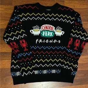 Friends Central Perk Christmas Ugly Sweater Lobsters Black Size XL